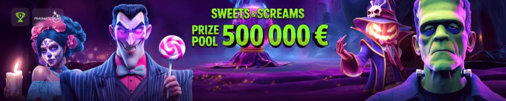 Halloween casino tournament — Sweets & Screams by Pragmatic Play with €500,000 prize pool and spooky slot reels