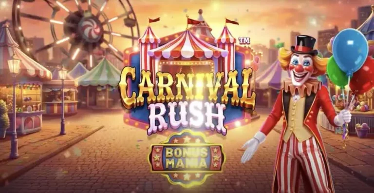 Play Carnival Rush slot by Betsoft featuring carnival games, colorful graphics, and exciting bonus features for big wins