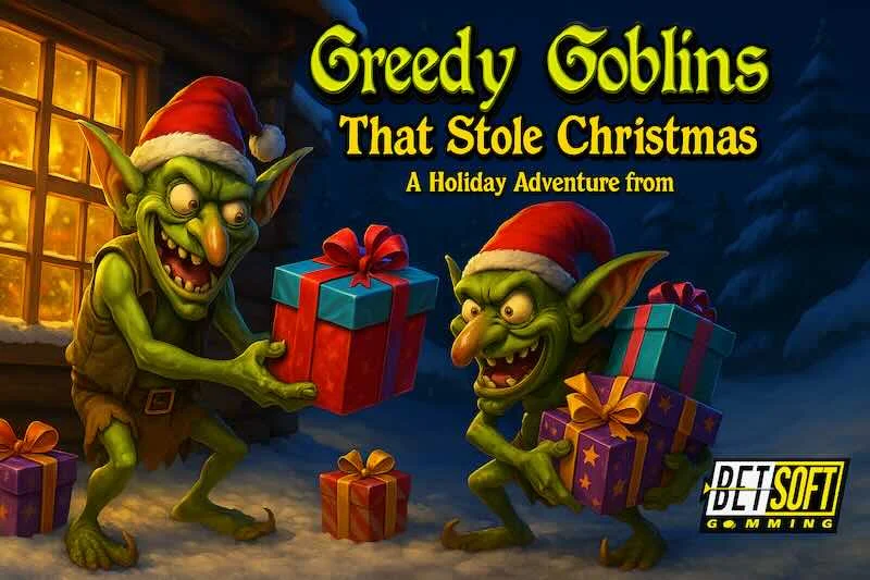 Play Greedy Goblins That Stole Christmas slot by Betsoft, featuring festive symbols, Free Spins, and Bonus Rounds for exciting holiday rewards