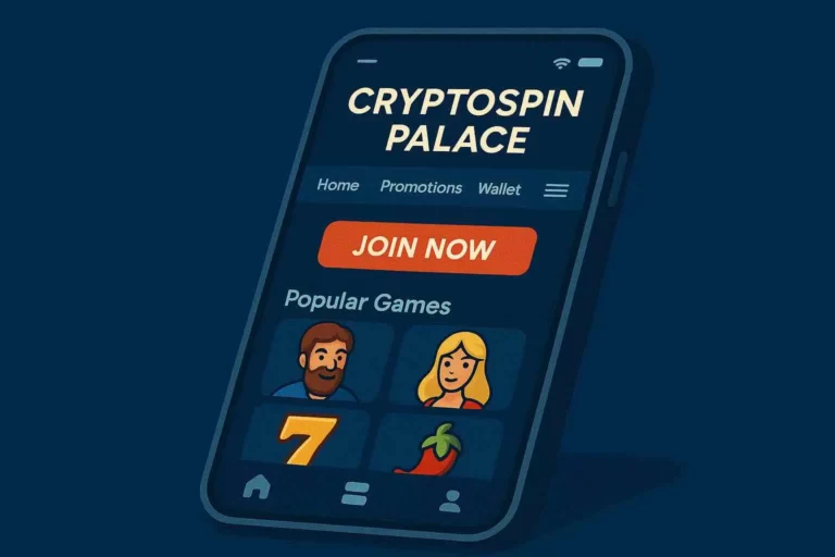 CryptoSpin Palace mobile casino interface on a smartphone, highlighting the user-friendly design.