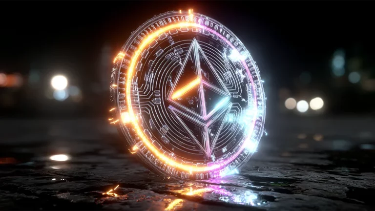 Ethereum coins next to Australian pokies, representing ETH online casinos