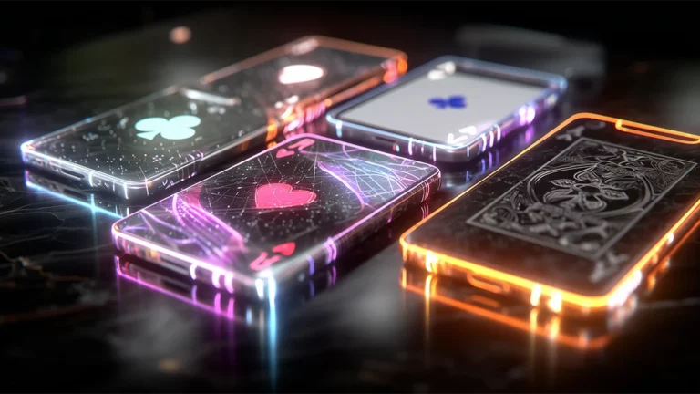 Mobile phone displaying a poker game in Australia