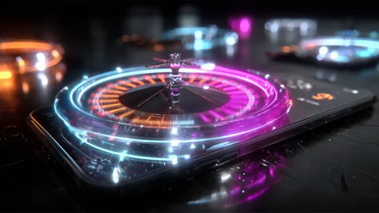 Mobile roulette wheel spinning on a smartphone