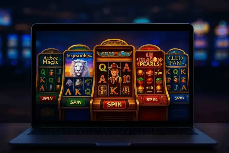 Zaslon spletne igralnice z igralnimi avtomati