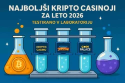 Grafična predstavitev najboljših kripto casinojev za leto 2026, testiranih v laboratoriju