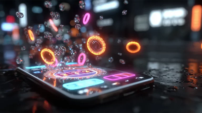 Online poker crypto chips on a digital table.