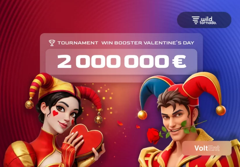 Win Booster Valentine’s Day Network Tournament at WildTornado with €2,000,000 prize pool. Play VoltEnt slots for a chance to win!