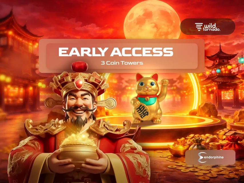 Coin Towers early access slot by Endorphina featuring Pagoda towers and Lunar festival symbols at WildTornado