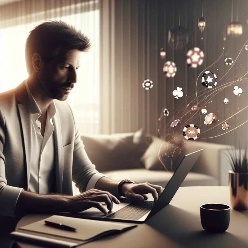 Smiling woman enjoying colorful slot machine game on her phone, celebrating a jackpot win