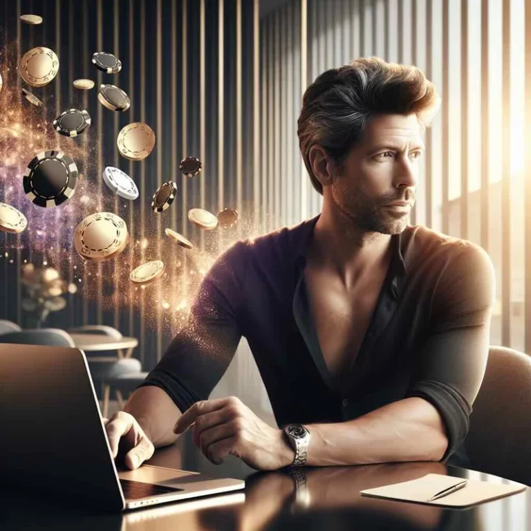 Woman smiling holding phone, slot machine on screen with celebratory confetti overlay