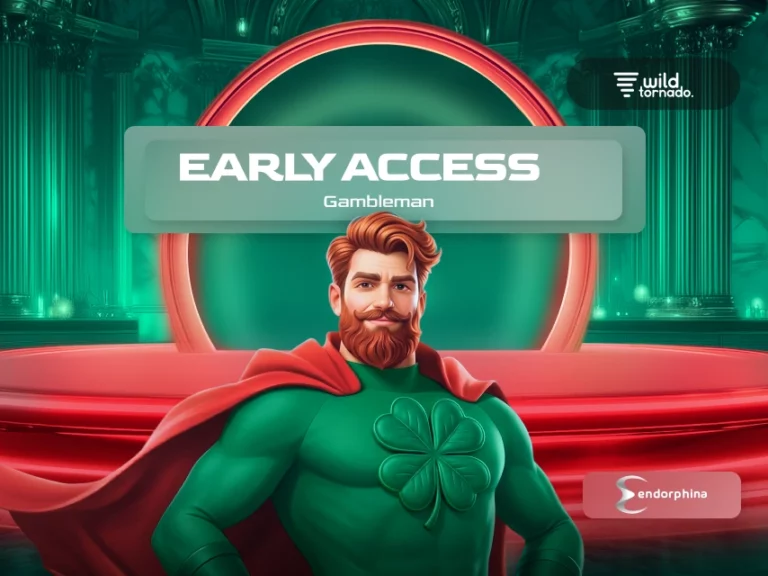 Gambleman slot game by Endorphina with Irish theme, clovers, and potential win up to X160,000.