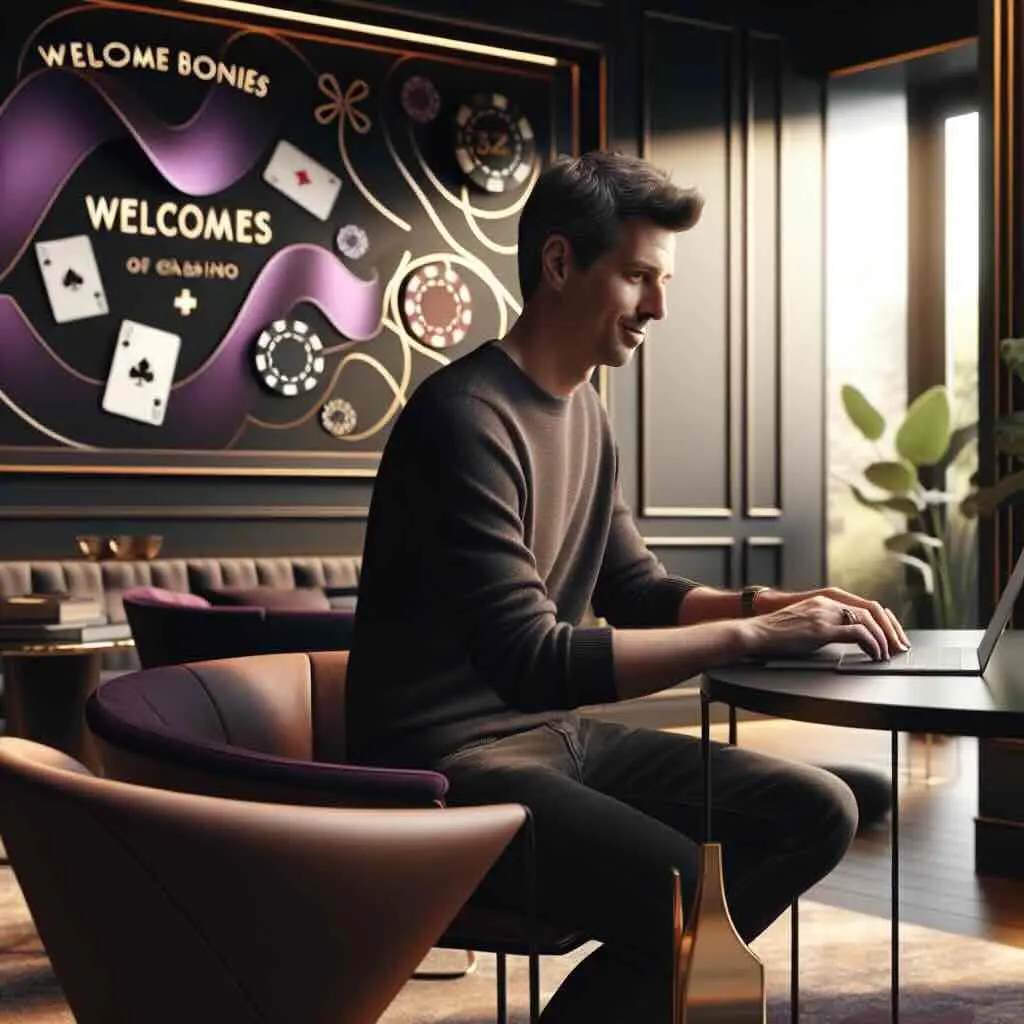 Enthusiastic Australian casino player celebrating a win with bonus money on pokies