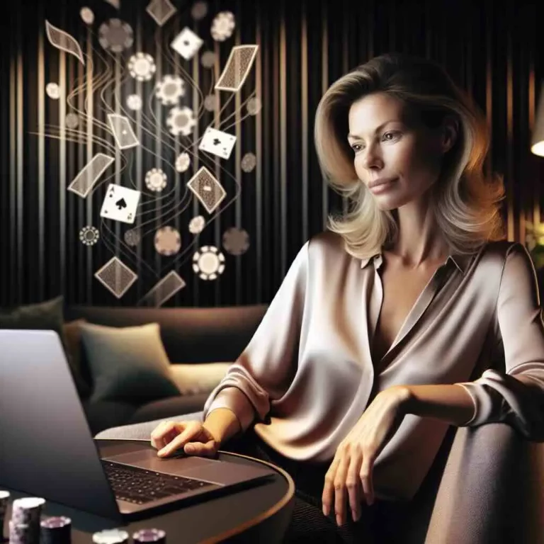 Enthusiastic woman in Australia celebrates online casino win with bonus funds visible