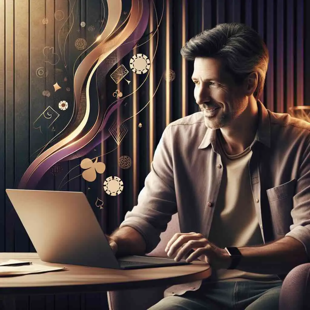 Enthusiastic Aussie man celebrating a casino win on her mobile phone at home