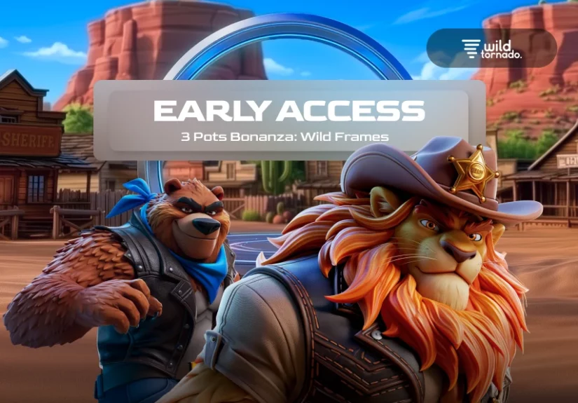 3 Pots Bonanza: Wild Frames featuring Wild West treasure chests, cascading reels, sticky multipliers, and golden rewards
