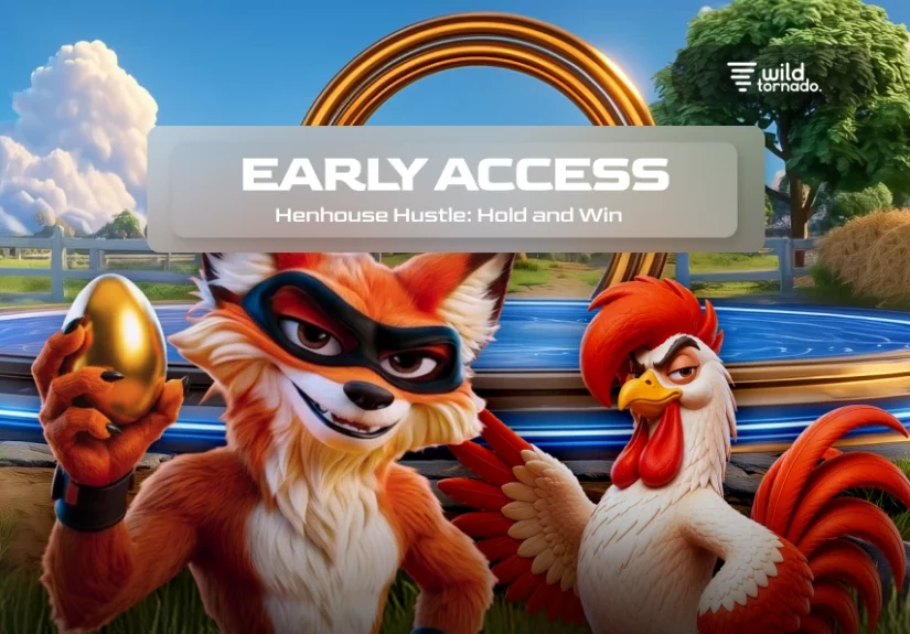 Henhouse Hustle Hold and Win slot gameplay with colorful chickens, farm symbols, and golden bonus coins
