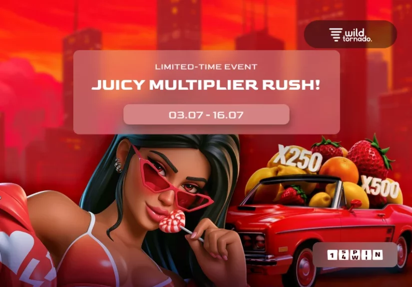Juicy Multiplier Rush promotion by 1spin4win at WildTornado casino